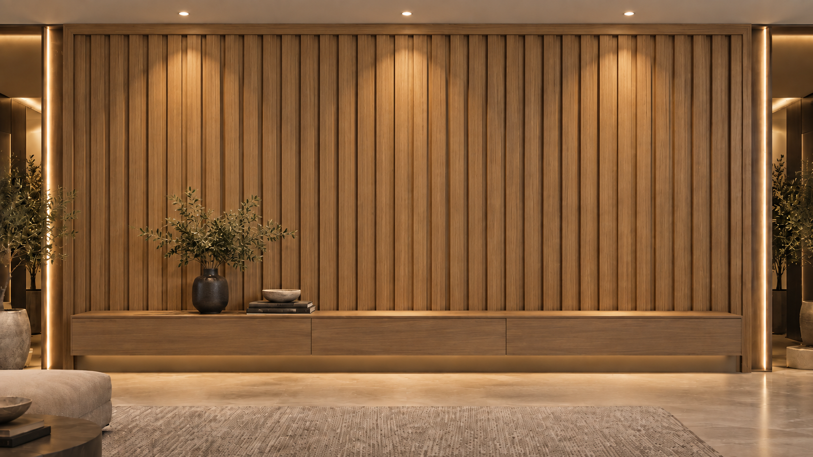 Wall with soffit panels