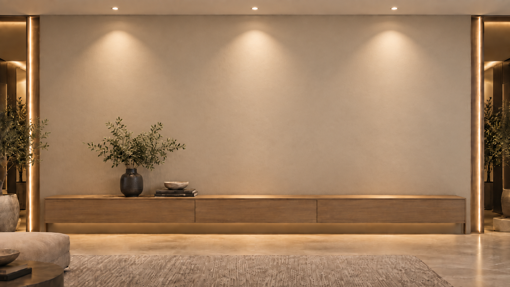 Wall without soffit panels